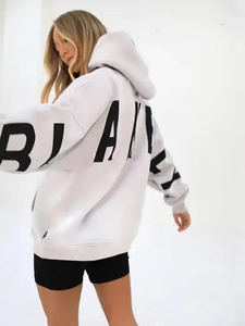 Sudadera con capucha de moda para mujer, holgada, de punto forrado, ecológica, con estampado de letras personalizadas y logotipo grande, estilo urbano, al por mayor - Product Image 4