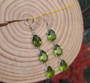 Handmade <b>Peridot</b> Sterling Silver <b>Earrings</b> August Birthstone Jewelry Elegant Gift For Women Boho Design - Product Image 3