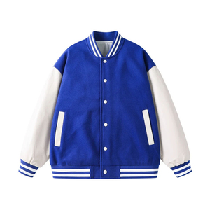 Vestes universitaires en gros avec boutons, logo et étiquette personnalisés, veste pour homme, col montant, vestes softshell de style lettreman - Product Image 2