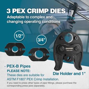 Kit de Herramientas de Prensado Mini, 3 Matrices de Prensado PEX F1807 de 1/2" y 1", Motor sin Escobillas, 2 Baterías, Cargador Rápido, Estuche de Transporte para Prensado de Cables - Product Image 5