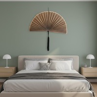 Handgefertigter, gewebter großer Wandventilator aus natürlichem schwarzem Bambus, Kopfteil-Hängedekoration, Kunst aus Vietnam, umweltfreundliche Geschenkidee