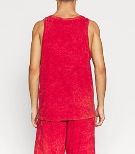 2025 <b>Men's</b> Casual Vintage Acid Wash Gym <b>Tank</b> <b>Top</b> Shorts Set Breathable Cotton Knitted Sleeveless Vest With Printed Pattern <b>Black</b> - Product Image 3