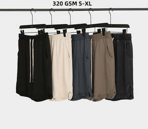 Terry Vintage <b>Shorts</b> <b>Men</b> <b>Quick</b> <b>Dry</b> Breathable Mid Waist Solid Acid Wash Heavyweight Drawstring - Product Image 2