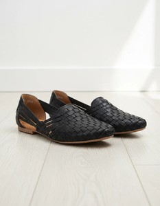 Mocassins plats noirs en cuir tressé pour femmes, à bout fermé, légers, respirants, solides, à enfiler, pour toutes les occasions - Product Image 1