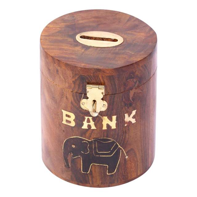 Nautical Wood Piggy Bank Money Bank and Cash Box for Kids Elephant Cylindrical Money Bank Shaped for Kids & Childern's Gift