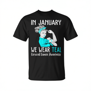 En enero, vistáse con una camiseta promocional color verde azulado para la concienciación sobre el cáncer de cervix. - Product Image 2