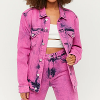 Imprimer broderie LOGO perle femmes Denim veste à manches longues mode veste grande perle Denim veste