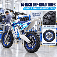 Moto électrique tout-terrain 48V, vitesse maximale 35-45 km/h, style Mecha bicolore blanc-bleu avec moteur sans balais