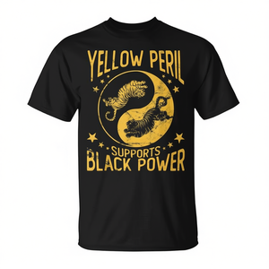 T-shirt Yellow Peril con design Black Power Tiger, stile vintage, unisex, girocollo, manica corta, stampa serigrafica - Product Image 3