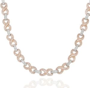 14K Yellow Gold 925 <b>Sterling</b> <b>Silver</b> Tennis Chain DIAMOND INFINITY LINK CHAIN Diamond Tester-Passed Moissanite <b>Pearl</b> <b>Necklaces</b> - Product Image 3