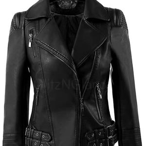 Nueva llegada chaqueta de invierno de cuero genuino para mujer transpirable personalizado patrón sólido cierre de cremallera frontal precio a granel cantidad - Product Image 1