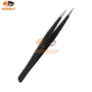 Pinces à épiler de précision en acier inoxydable à pointe inclinée de qualité supérieure Étiquette privée personnalisée Jackbilly Enterprises - Product Image 3
