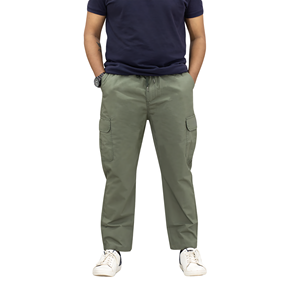 Pantalon décontracté pour homme de style premium, coupe ample, taille mi-haute, cargo, broderie personnalisée, cristal léger, droit, 100% coton, élastique - Product Image 3