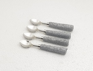 High Quality Best Finished Stainless Steel Flatware Cutlery <b>Set</b> Concrete Designer Handle Cheese Cutting Metal Spoon Giveaways - Product Image 6