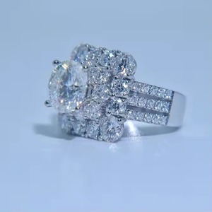 Bagues de mariage en or blanc massif de haute qualité 18 carats de forme ronde bagues en diamant cultivées en laboratoire pour femmes bijoux fins - Product Image 3