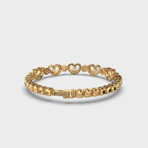 IGI Certified Lab Grown Diamond Heart Link Bracelet in 18K Yellow / White & Rose Gold Round Cut Designer Bracelet - Product Image 4