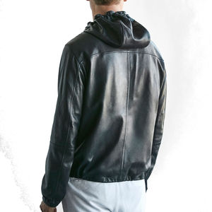 Chaqueta de Cuero Acolchada de Piel de Oveja con Acabado Desgastado, Cierre de Cremallera, Impermeable, Tallas Grandes, Bordes Crudos, para Invierno - Product Image 3