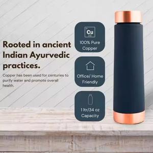 Eco Friendly Pure Copper <b>Bottle</b> with Polished Body & Rust Resistant <b>Long</b> Lasting Quality Ideal for Office and Home Use - Product Image 3