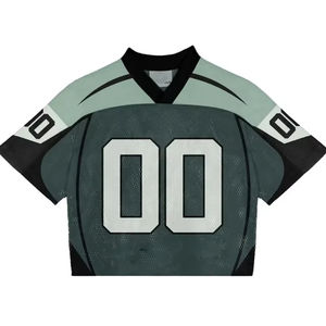 Boxy เสื้อยืดครอปแบบพอดีตัวเสื้อฟุตบอลแนวเรโทรเสื้อยืดโอเวอร์ไซส์แห้งเร็วพิมพ์ลายเสื้อผ้าครอปตาข่าย - Product Image 6