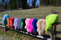 Tapis en peau de mouton teintée pour la décoration intérieure, style scandinave, adapté aux animaux domestiques, à poils moyens, fait main, tapis doux
