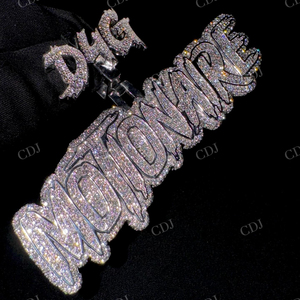 VVS Moissanite Diamond 925 Sterling <b>Silver</b> Rose Gold Plated Hip Hop Ice Out Personalized Custom Shining Name <b>Letter</b> Logo Pendant - Product Image 4