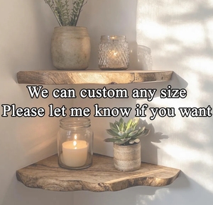 Handmade Warm Wood Slab <strong>Rustic</strong> Floating <strong>Shelf</strong> Irregular Live Edge <strong>Corner</strong> Display <strong>Shelf</strong> for Wall Decor Storage Holders &amp; Racks - Product Image 4