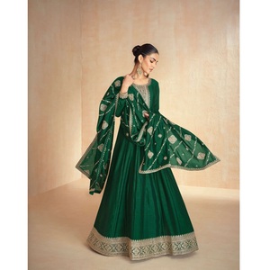 ชุดผ้าไหม anarkali ชุดคู่ dupatta พร้อมชุดอินเดียและปากีสถาน - Product Image 1