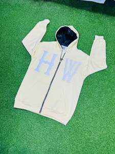 เสื้อมีฮู้ดซิปผ้าขนแกะคอตตอน400GSM พร้อมโลโก้ปักแบบไม่พอใจฉลากคอตตอน100% ย้อมสีล้วนสำหรับฤดูหนาว - Product Image 4