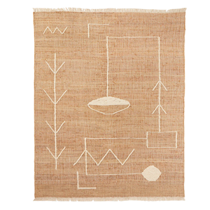 Alfombra pequeña rectangular de yute con motivo geométrico blanco llamativo para salón, pasillo, hoteles, oficinas disponible a precio mayorista - Product Image 4