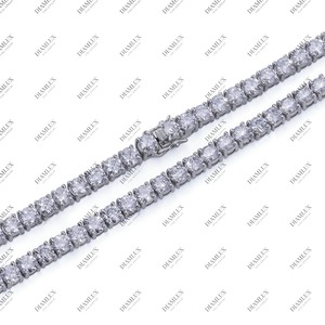 Collar de Moda con Cadena de Tenis y Diamantes Redondos con Baño de Oro Blanco, al Mejor Precio - Product Image 2