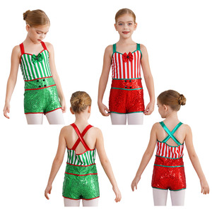 6-16 kostum tongkat Natal anak perempuan, gaun Natal ikatan simpul, Jumpsuit pentas panggung untuk anak perempuan - Product Image 2
