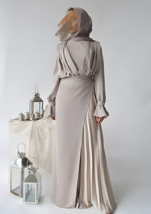 OEM Vente en gros de qualité supérieure, ensembles de deux pièces, abaya en satin, robe modeste, robe slim, ensemble abaya, jilbab, vêtements musulmans pour femmes - Product Image 3