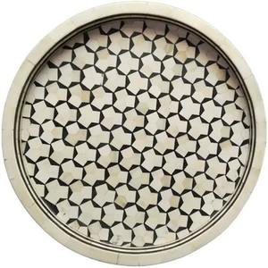 Plateau de service en os incrusté fait à la main, durable, pour le thé, le café, les collations, organisateur, décoration élégante pour la maison, présentoir de table à manger, import - Product Image 2