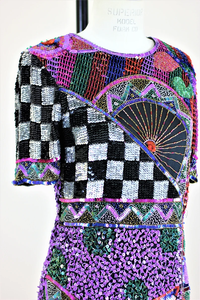 Elegante vestido de noche de longitud completa para mujer, Media manga, malla de poliéster, exquisito bordado, cuentas, lentejuelas, adorno de lentejuelas, perlas - Product Image 6