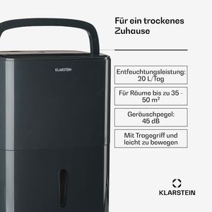 Deshumidificador Doméstico de 20L por Día, Secador de Aire Portátil con Compresor y Drenaje Continuo para Habitaciones de 40-50 m2, Color Antracita - Product Image 2
