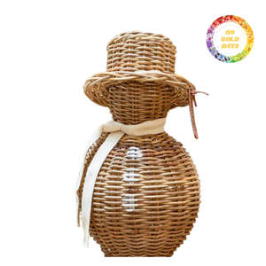 Pequeños adornos navideños ecológicos hechos a mano de ratán | Decoraciones de tamaño personalizables para caja de regalo de árbol de mesa para exteriores/interiores - Product Image 1