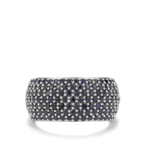 Anillo de Zafiro Azul Tailandés de Corte Natural, Chapado en Rodio, Plata de Ley, 3.80 Quilates, Joyería Fina - Product Image 2