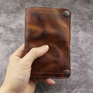 Vintage Genuine Leather <b>Wallet</b> Handmade With Rivet Fold Closure Unisex Short Daily Use - Product Image 5