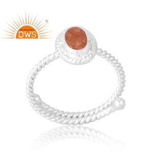 Anillo de piedras preciosas de piedra solar Natural de Plata de Ley 925, joyería personalizada para mujer, regalo para ella - Product Image 1