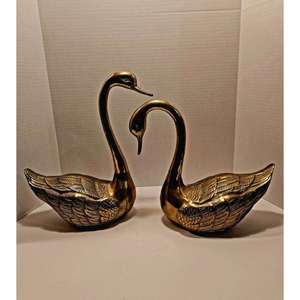 Sculpture de canard en bronze faite à la main ensemble de 2 artisanat en métal Figurine de canard antique vaisselle centre de table articles fournitures d'événement - Product Image 6