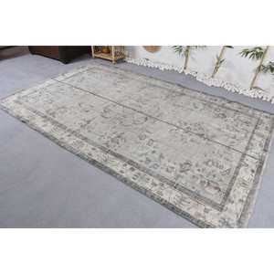 Alfombra turca Vintage, Beige, azul, 5,7x9,5 pies, patrón de retazos de tejido plano de lana para decoración de sala de estar, uso de pasillo, látex - Product Image 2