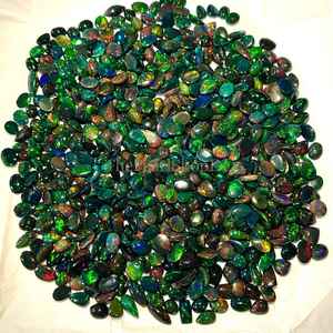 Opale éthiopienne noire naturelle, cabochon ovale lisse, 8x10-10x14 mm, perles de pierres précieuses d'opale de feu en vrac pour la fabrication de bijoux, prix d'usine - Product Image 6