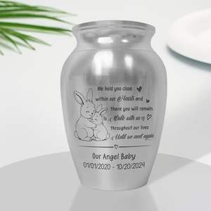Urna conmemorativa de recuerdo decorativa de acero inoxidable para la pérdida de Niños de urnas plateadas de tamaño personalizado - Product Image 6