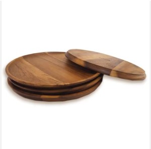 Assiette en bois de qualité supérieure solide avec assiette en bois d'acacia de taille sûre et personnalisée polie brillante à bas prix - Product Image 3