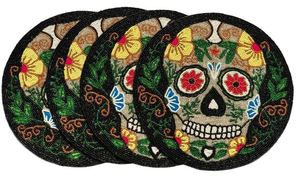 Dessous de verre faits à la main sous-verres perlés décor de perles de rocaille brodé tapis de boisson Boho accessoires pour la maison Unique par glowin fashion - Product Image 2