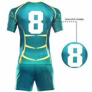 Uniformes verde azulado de rugby, camisetas y pantalones cortos de equipo de alto rendimiento de diseño personalizado, tela duradera para la máxima comodidad y estilo - Product Image 3