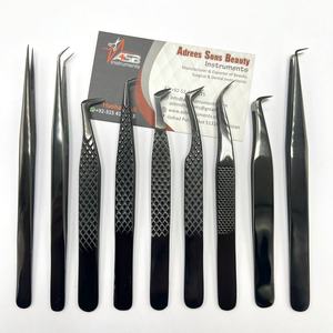 Pince à épiler professionnelle en acier inoxydable au plasma noir avec logo personnalisé vente en gros Extension de cils durable pince à épiler pointue - Product Image 3