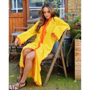 Été Bohème Femmes Manches Longues Col V Broderie Maxi Robe Sexy Holiday Beach Party Woven Natural Waistline Solid Order - Product Image 1