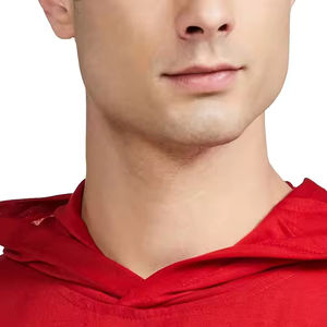 T-shirt décontracté à capuche pour homme, uni, tendance, à manches courtes, pour la gym et le sport, 100 % coton, respirant, anti-plis, coupe ample - Product Image 4