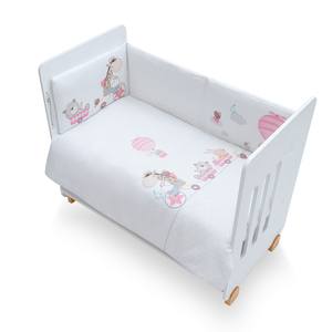 2 pièces. Mod. JIRAFA BICICLETA-PINK Ensemble de housse de couette style Princesse avec motif de dessin animé assorti amovible, technique de tissage - Product Image 1